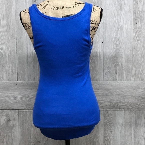 Blue Fitted Tank Top With Gold Pineapple BB322 - Picture 4 of 4